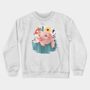 Friendly Baby Pig Crewneck Sweatshirt